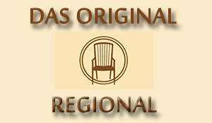 Schriftzug „Das Original – regional“ mit dem Stuhl-Signet von AMS Haushaltsauflösungen